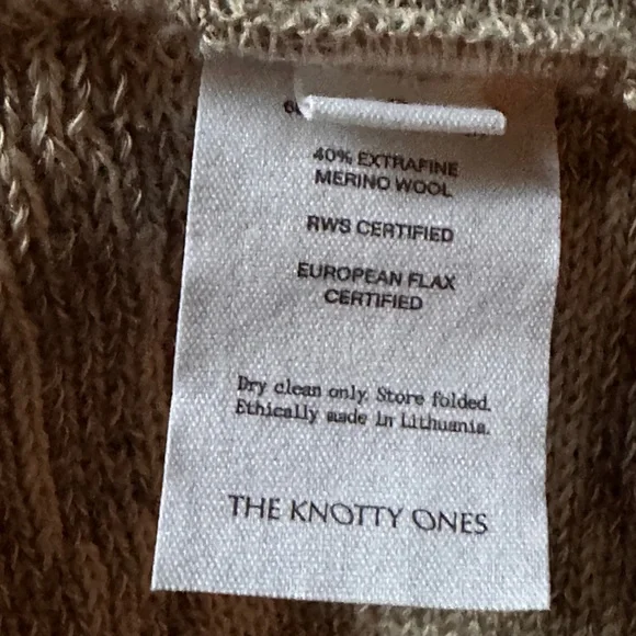 Knotty Ones Soft Beige Linen and Merino Wool Crop Top Sweater